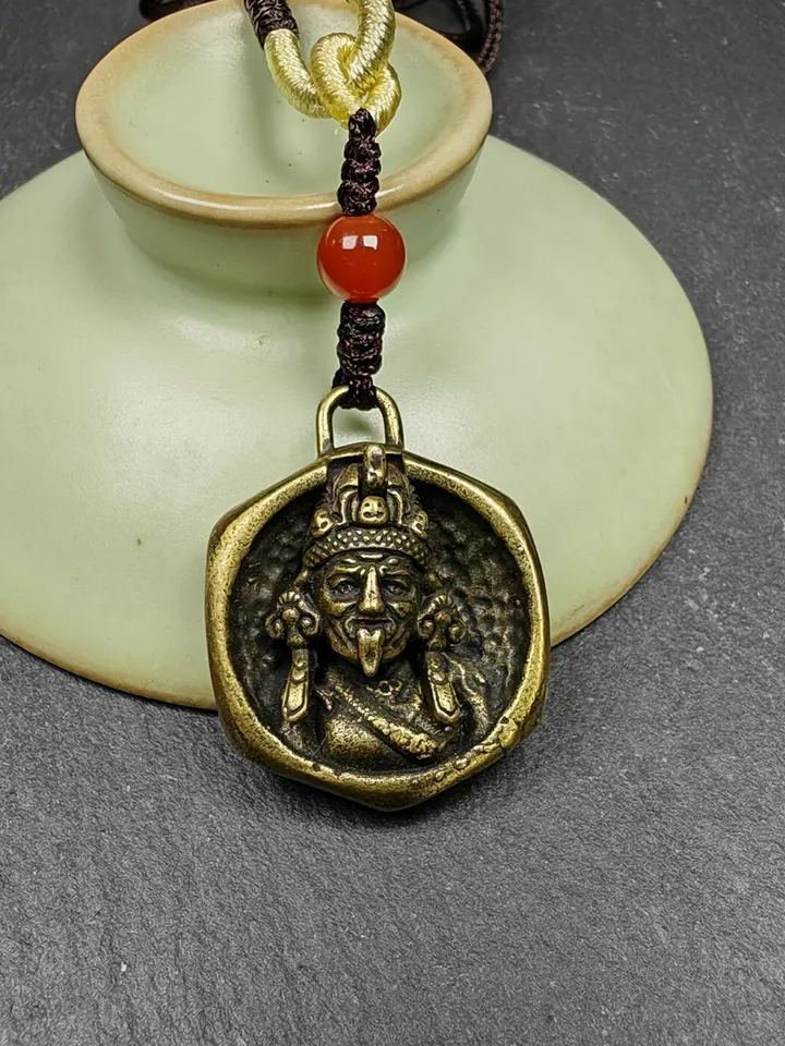 Double Faced Drashi Lhamo Amulet,Gandhanra Vintage Tibetan Buddhist Pendant,Zashi Lhamo,Buddhist Protective Charm,Spiritual Gift