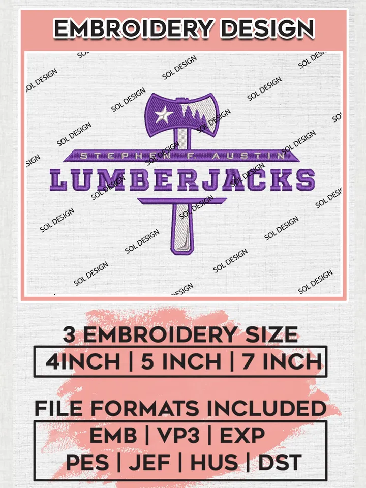Stephen F Austin Lumberjacks Team Logo embroidery designs, NCAA Stephen F. Austin Lumberjacks Logo Machine embroidery designs, NCAA Logo embroidery designs, NCAA Lopes Machine embroidery designs, Digital Download
