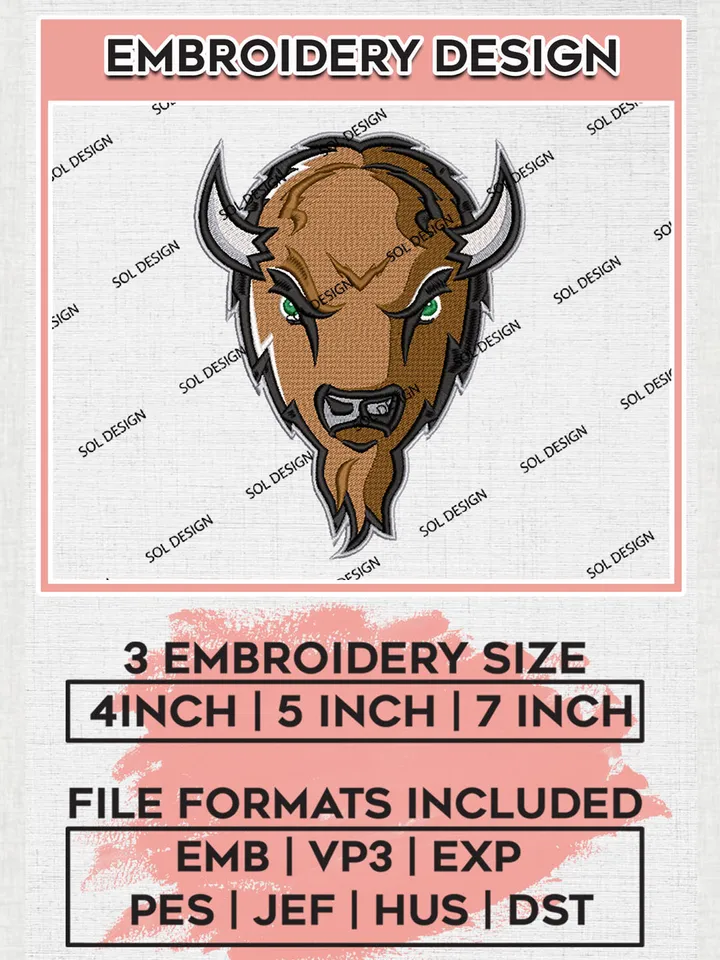 NCAA Marshall Thundering Herd Mascot Logo Embroidery Designs, NCAA Logo Machine Embroidery Files, NCAA Marshall Thundering Herd Logo, NCAA Embroidery Designs, Machine Embroidery Designs, Digital Download