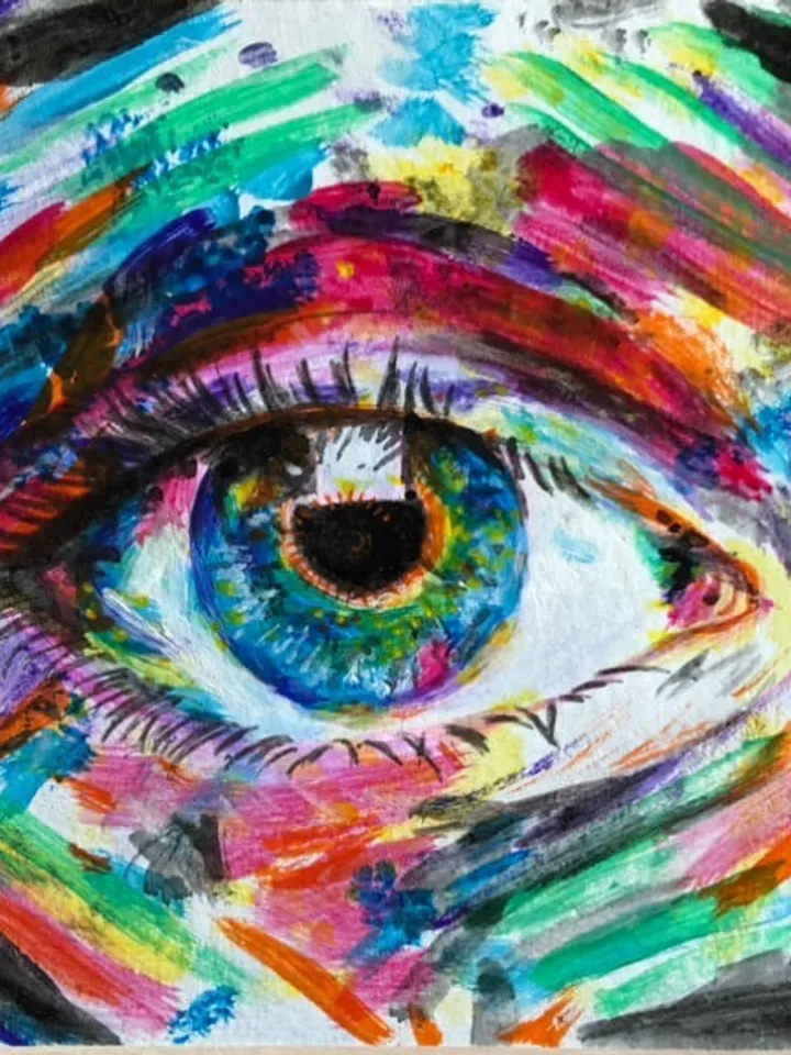 Original acrylic painting Eye pop art