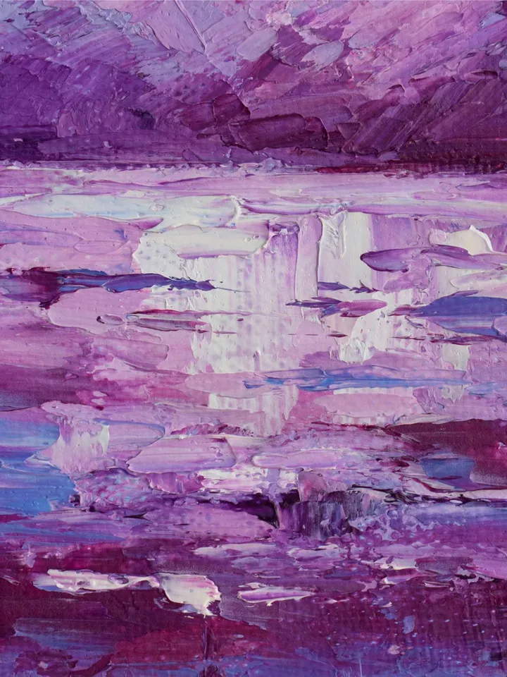 Seascape original painting Ocean wall art Full moon night oil painting Moonlit Night artwork Purple home decor