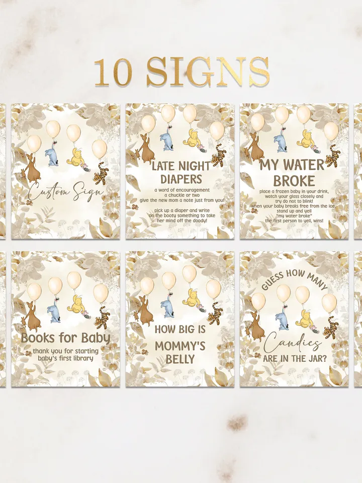 Winnie the Pooh Baby Shower Games; Winnie the Pooh Inspired; Printable Pooh Baby Shower Party Games; Honey Bear Shower Games; Wb12