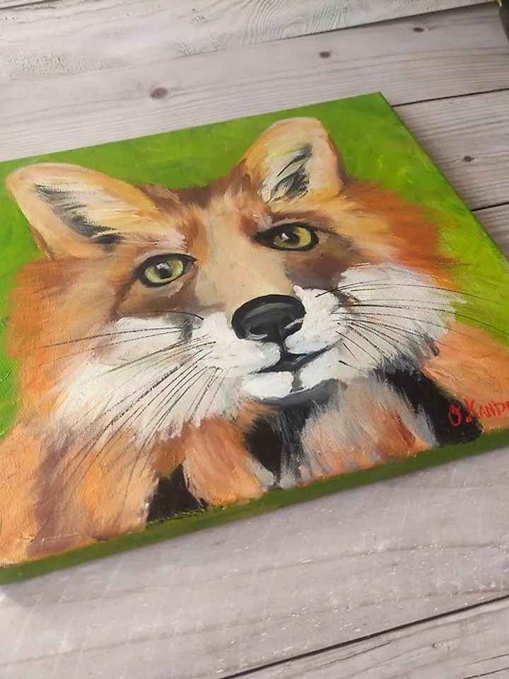 Fox Original Painting Animal Oil Art Fox Wildlife Wall Art