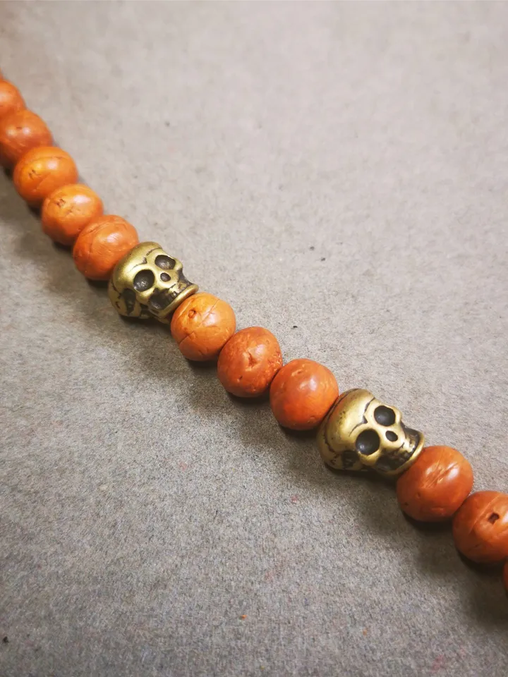 Gandhanra Handmade Tibetan Mala Spacer Beads,Cold Iron Citipati Skull Beads, Marker Beads for Prayer Bead Necklace Accessories,0.47" - 0.55"