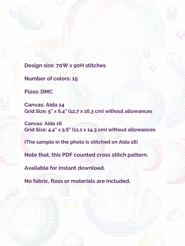 Cross stitch pattern Soap bubbles, xstitch chart PDF