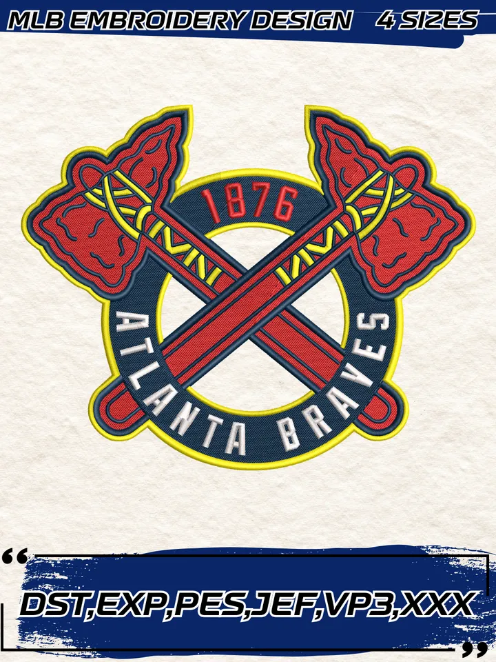 Atlanta Braves Alternate Logo Embroidery Design,MLB Embroidery Design,Machine Embroidery Design File,4 Sizes, Digital Download