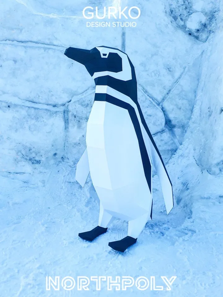 Magellanic Penguin #1 Papercraft, Digital Template, PDF Download, Gurko, Low Poly, Pepakura, Origami Sculpture, Paper Party Decor, DIY Gift
