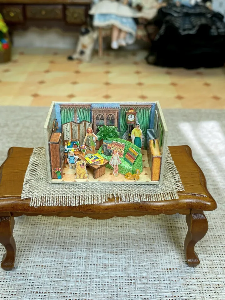 Mini roombox with filling. Toy for dollhouse. Toy for a doll. 1:12. Handmade.