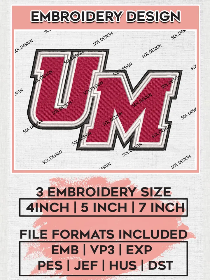 NCAA UM Minutemen College Football Team Logo Embroidery Design Files, NCAA Massachusetts Minutemen Machine Embroidery, NCAA Teams, 3 sizes, NCAA Machine embroidery designs, Digital Download