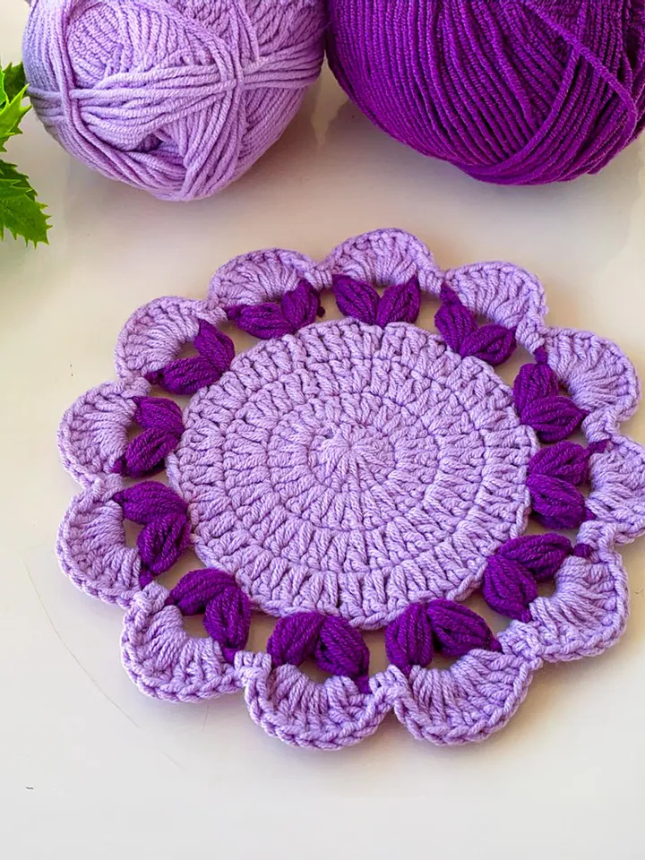 Elegant 3D Crochet Doily Pattern PDF, Vintage Floral Table Mat, Handmade Decorative Coaster, Textured Lace Placemat DIY, Instant Download