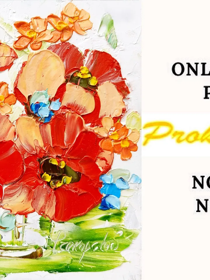 Poppies Impasto Oil Painting Abstract Flowers Original Art Neutral Floral Wall Art Rustic Decor Mother's Day Gift by ArtProkopaloSv