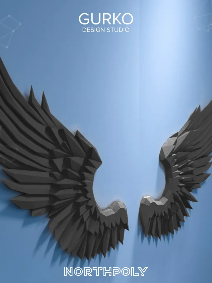 Angel Wings Papercraft, Digital Template, PDF Download, Gurko, Trophy, 3D Low Poly, Pepakura, DIY Origami, Paper Party Decoration, DIY Gift