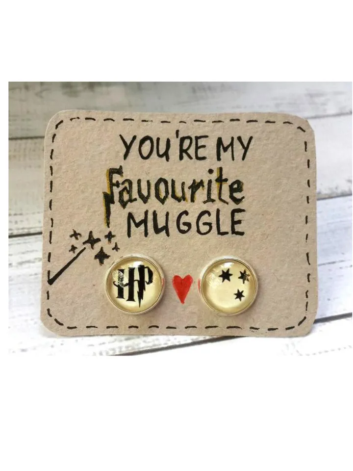 You're my favourite muggle earrings, Harry Potter Earrings, Harry Potter studs gift