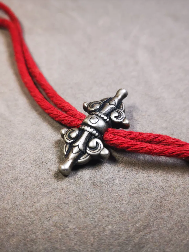 Gandhanra Handmade Tibetan Copper Vajra Amulet for Prayer Bead,Mala Pendant,1.4"