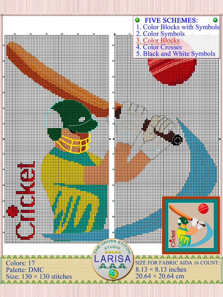 Cricket Cross Stitch Pattern | Cricketer | Cricket Player