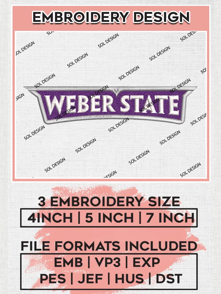 NCAA Weber State College Team Wordmark Logo Embroidery Design Files, NCAA Weber State Wildcats Machine Embroidery, NCAA Teams, 3 sizes, NCAA Machine embroidery designs, Digital Download