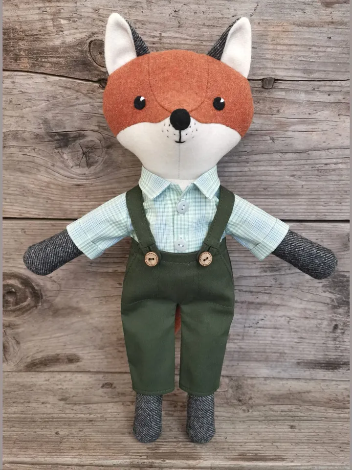 Red fox boy, handmade wool fox toy, stuffed animal doll
