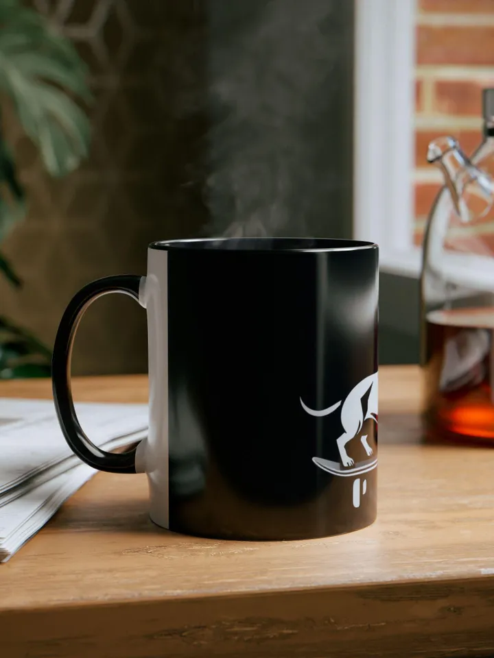 Skateboarding Dog Mug | Two-Tone 11oz Coffee Mug, Unique Pet Lover Gift, Dog Mom Gift, Funny Mugs for Dog Lovers, Perfect for Birthdays