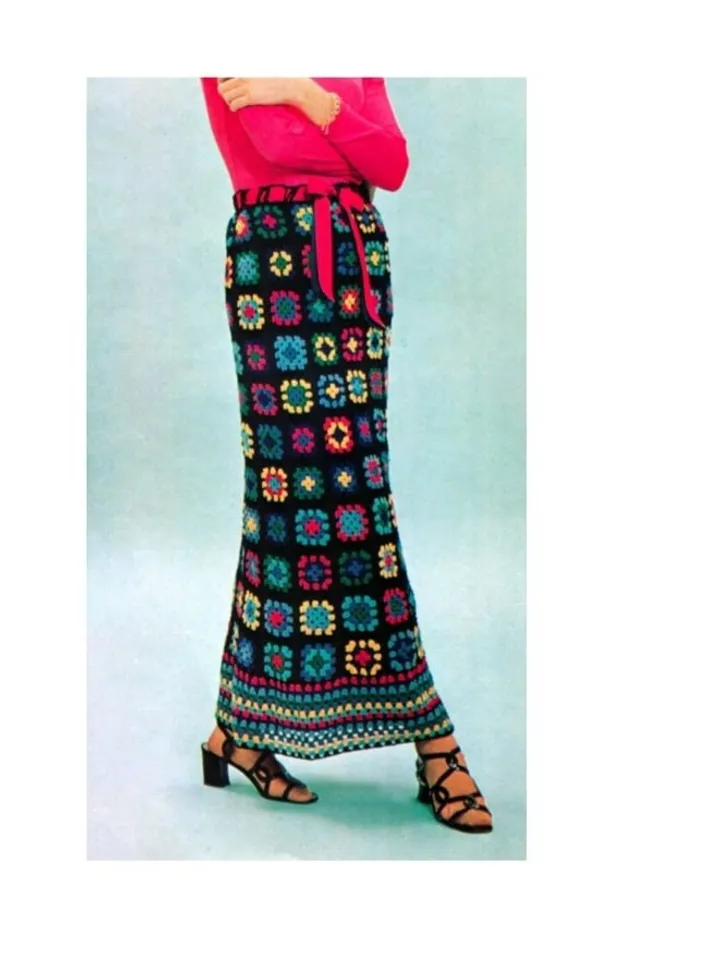 Crochet Skirt pattern, long crochet skirt, crochet patterns, granny squares skirt