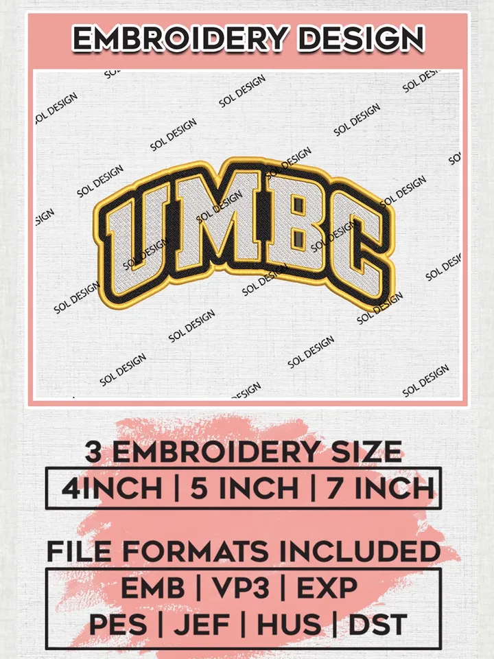 NCAA UMBC Team Logo Machine Embroidery Design, NCAA UMBC Retrievers Design Design files, NCAA Team Embroidery Designs, NCAA Machine Embroidery Designs, Digital Download