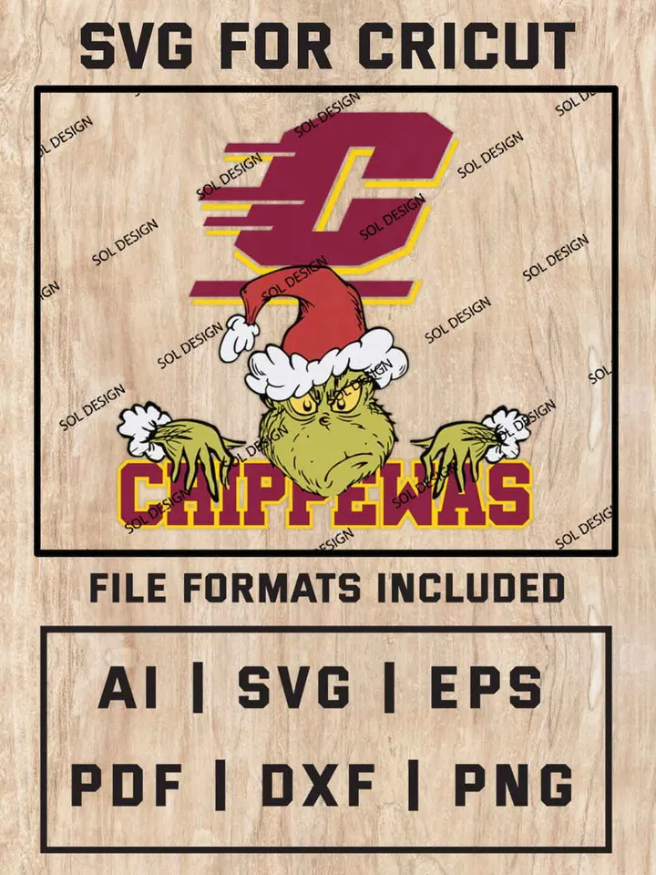 Grinch Central Michigan Chippewas SVG, NCAA College Team SVG Design, NCAA Central Michigan Chippewas SVG, NCAA Chippewas Team Cricut, Christmas Svg, Grinch svg, Digital Download