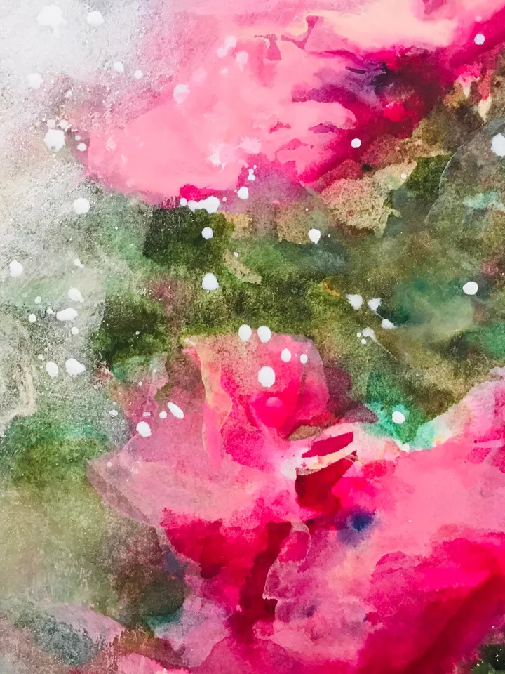 Big ben ,London painting ,original watercolour painting ,pink flowers painting,foggy landscape painting,wall art ,handmade home decoration