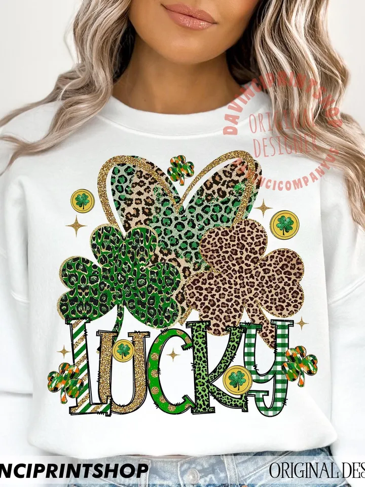 St Patrick Lucky Leopard Heart Png, Lucky Saint Patrick Png, Irish Day Png, St Patrick day png, Lucky Shamrock png, Patrick Gift Shirt png