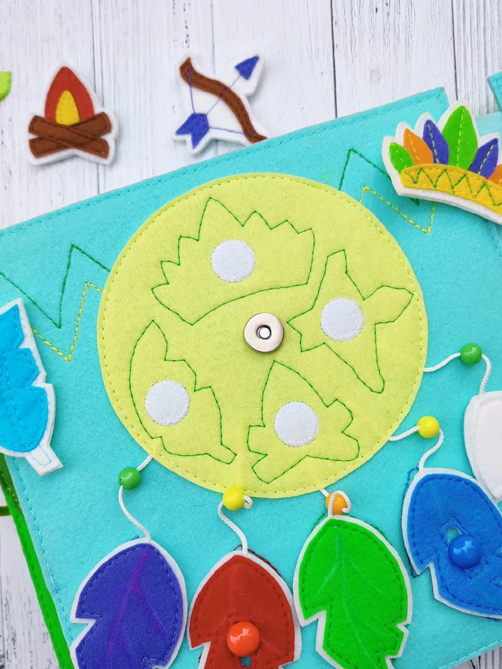 Indians Quiet book pattern, Felt activity book pattern pdf, DYI Quiet book sewing ideas for kids 2, 3, 4 year old, Baby soft book tutorial