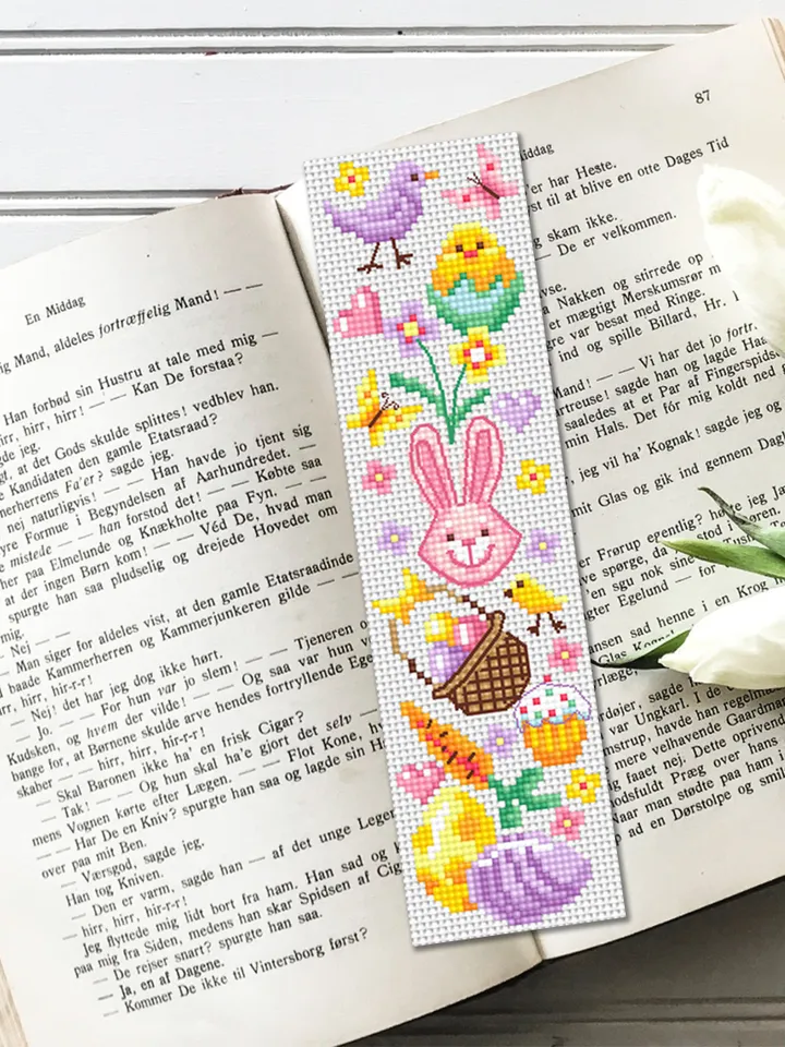 Easter bookmark cross stitch pattern PDF download Easter bunny cross stitch sampler, Pastel Bookmark pattern digital PDF, Easter eggs #B231