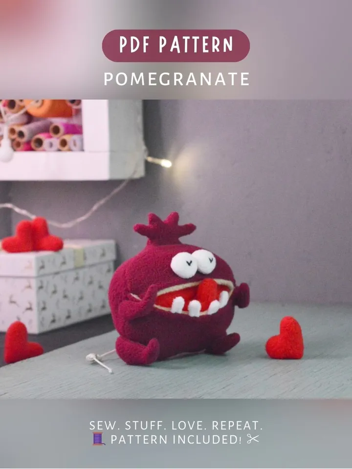 PDF Fleece Toy Pattern ā Softie Pomegranate Plush Tutorial