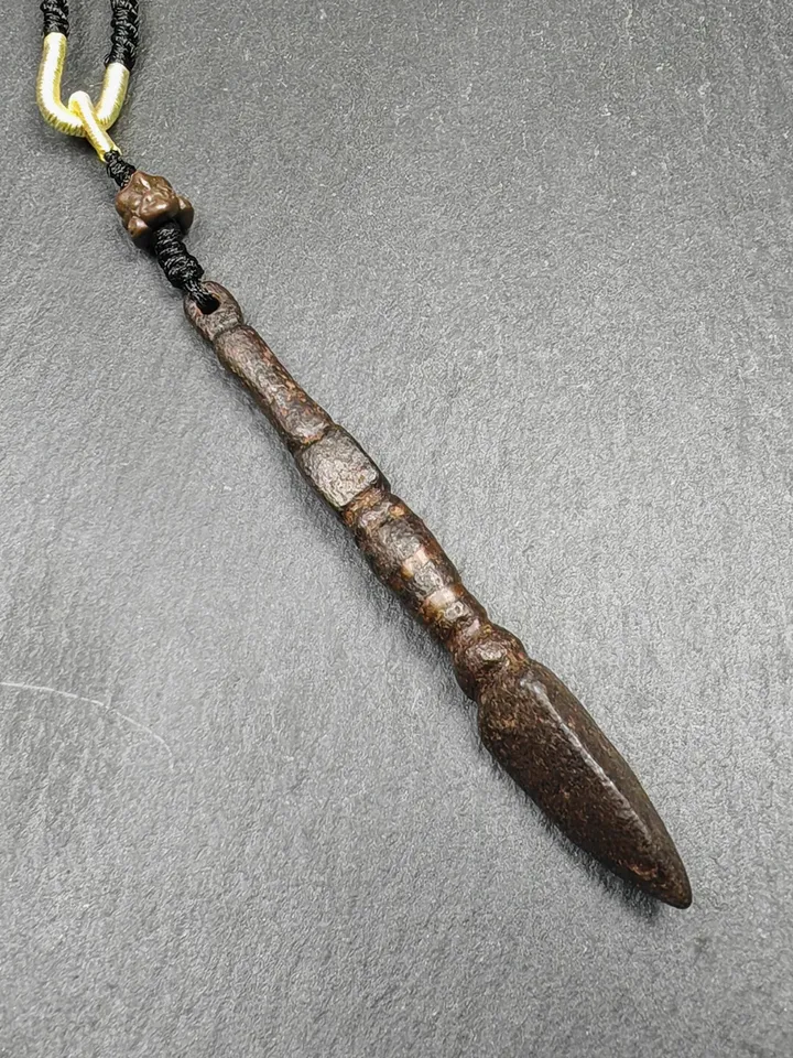ONLE 1 - Gandhanra Authentic Old Phurba Amulet - Tibetan Ritual Kila Pendant - Made of Thokcha - 76mm Length