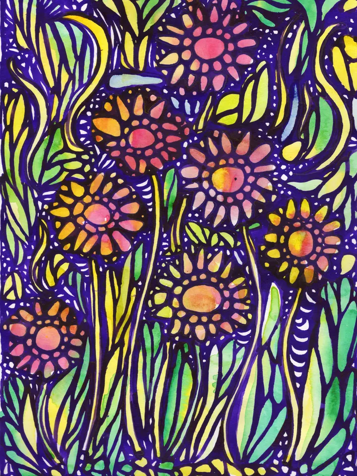Watercolor painting. Abstraction. Flowers