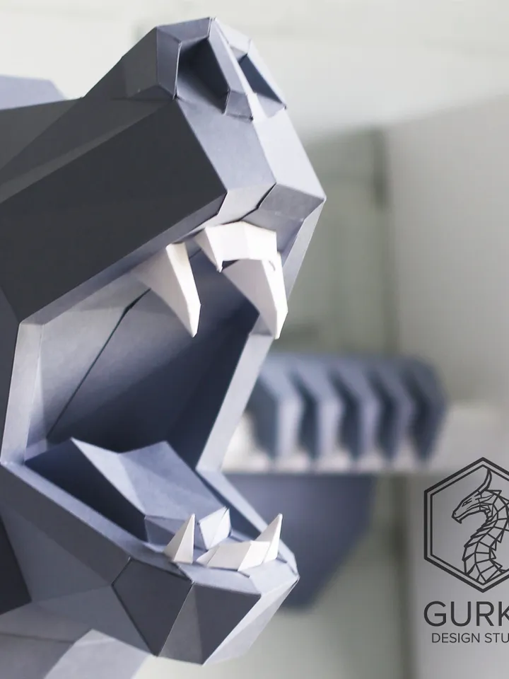 Strong Bear Papercraft, Digital Template, PDF Download, Gurko, Trophy, 3D Low Poly, Pepakura, DIY Origami, Paper Decor, DIY Gift