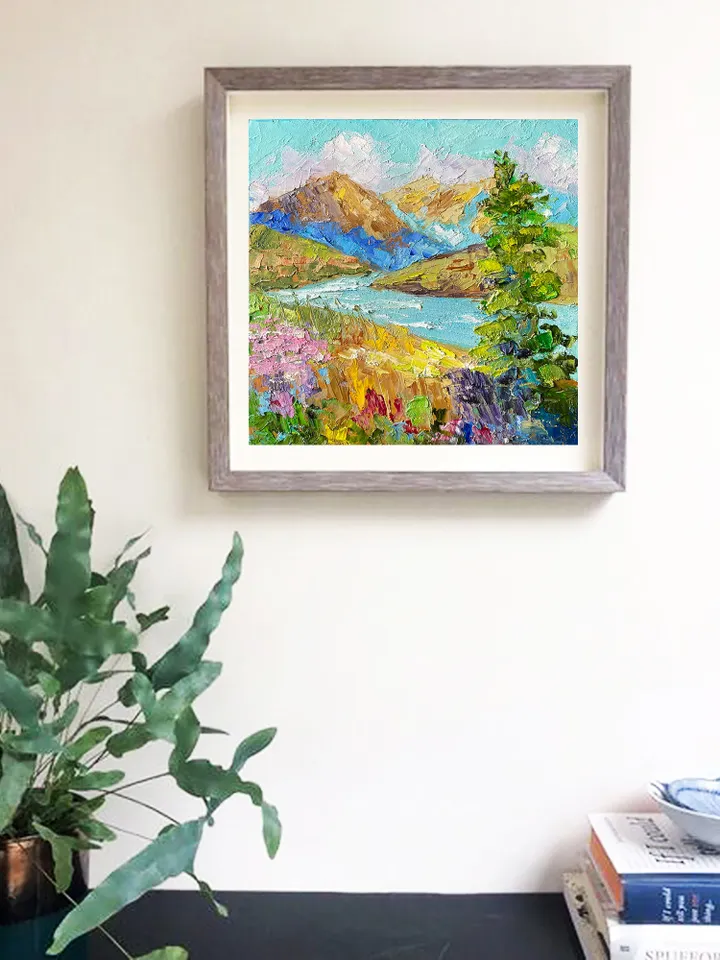 Fall Original Oil Painting Landscape Rocky Mountains Fine Art