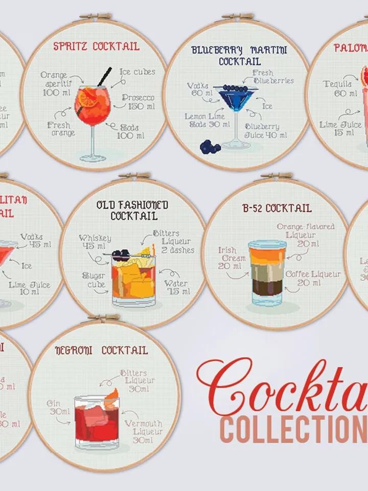 Negroni Cocktail Cross stitch pattern | Embroidery Pattern | Instant Download | Embroidery Designs