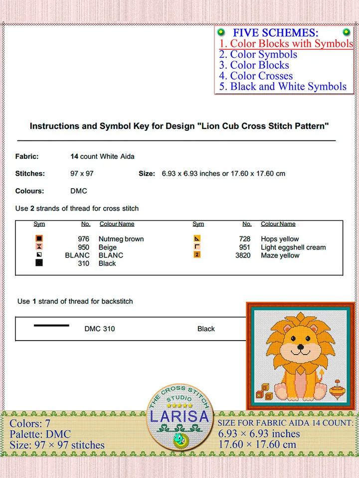 Lion Cub Cross Stitch Pattern | Delightful King of Beasts Design