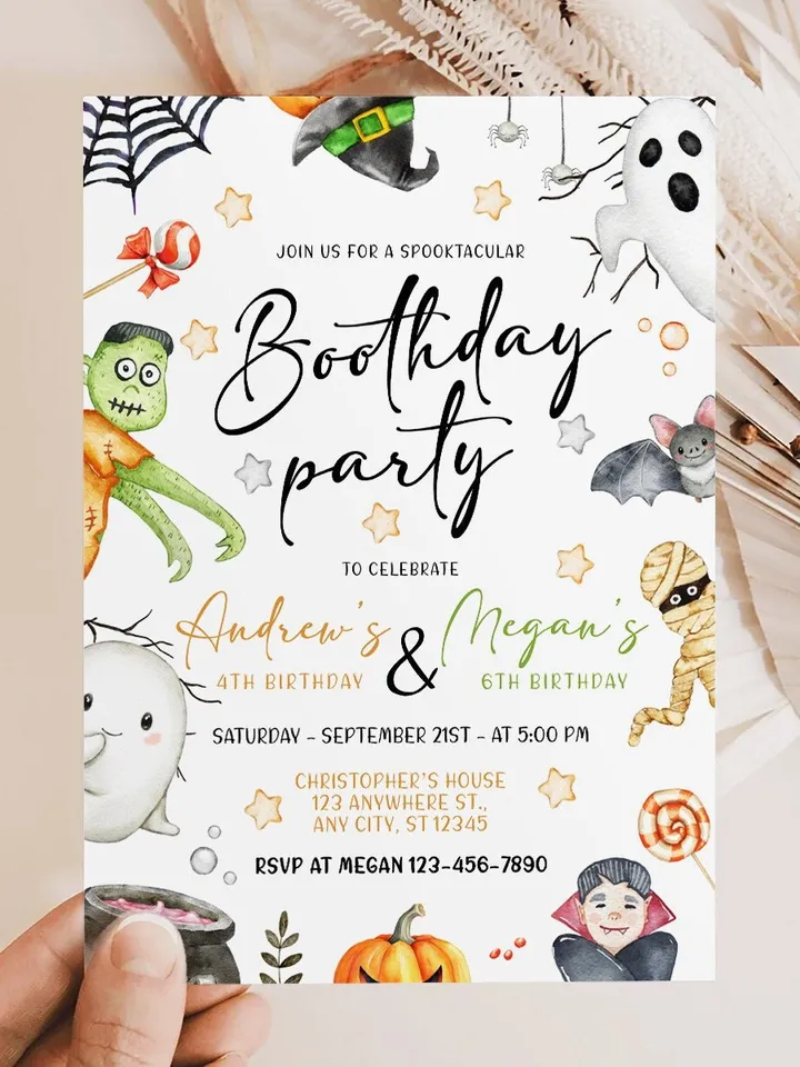 EDITABLE Halloween Birthday Invitation, Boo Halloween Birthday ...