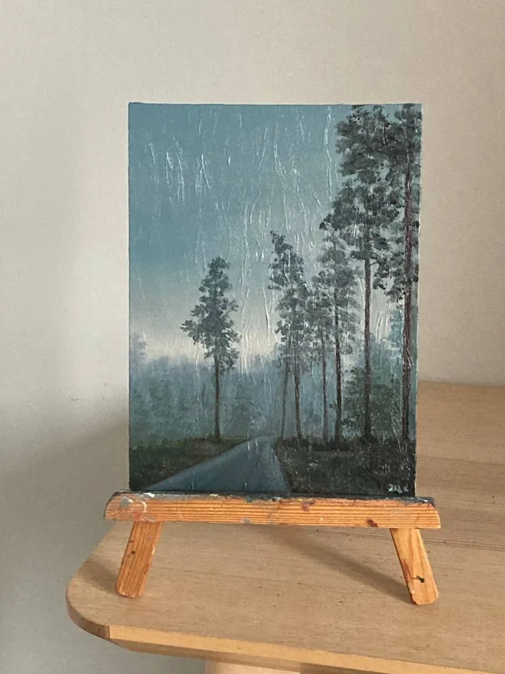 Forest Oil Painting Texture Landscape Painting On Canvas Small Artwork