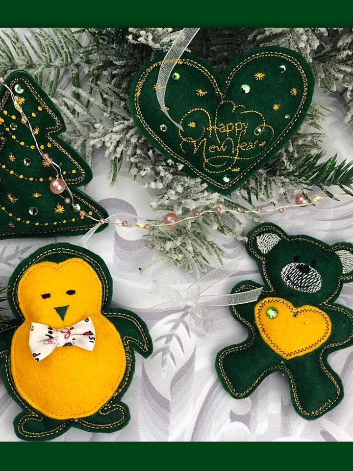 Christmas Tree Toys Set Machine Embroidery Design Pattern for Felt Machine Embroidery Pattern Chtistmas embroidery motif