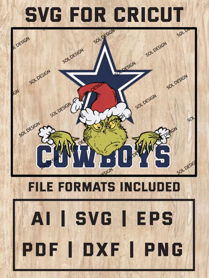 Grinch Dallas Cowboys SVG, NFL SVG Design, NFL Dallas Cowboys SVG, NFL Cowboys Cricut, Christmas Svg, Grinch svg, Digital Download