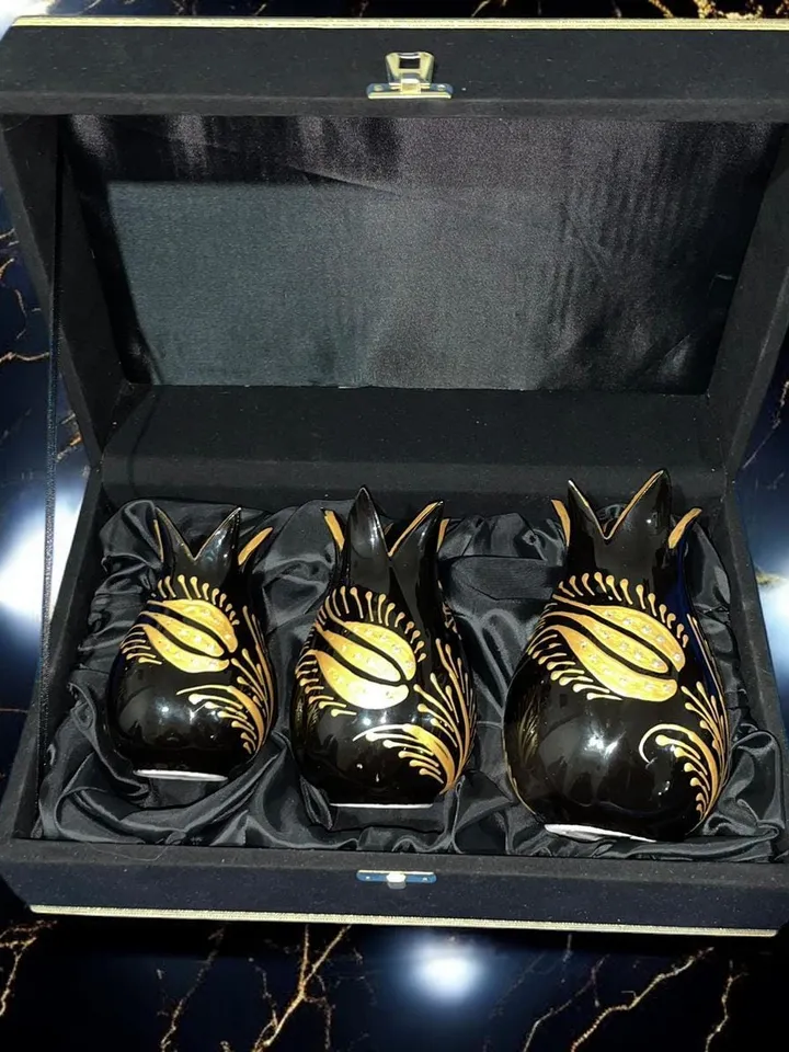 Luxury Black and Gold Tulip Vase Set | Handmade Turkish Art | Elegant Tulip Decor & Modern Home Accent | Unique Gift, Home Decor