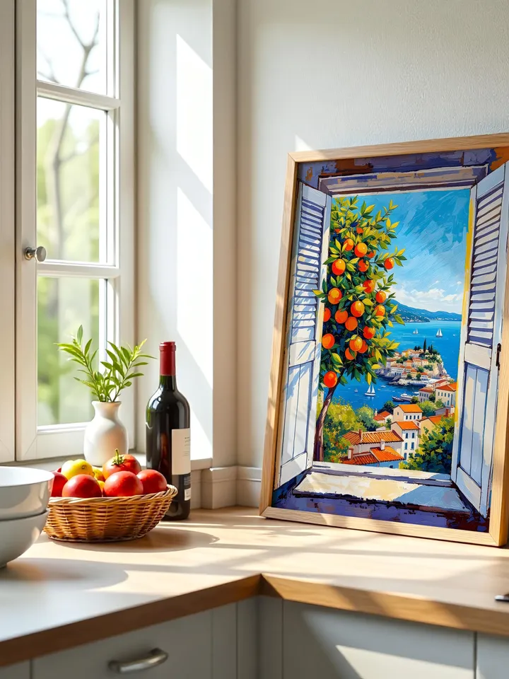 Henri Matisse Inspired Open Window Print Fauvism Coastal Scene Orange Tree Boats Mediterranean View Digital Wall Art Instant Download HMS4