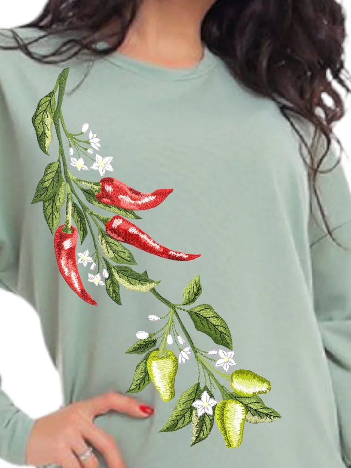 Hot pepper set machine embroidery design applique pattern digital embroidery pattern home and clothing décor embroidery motif floral design