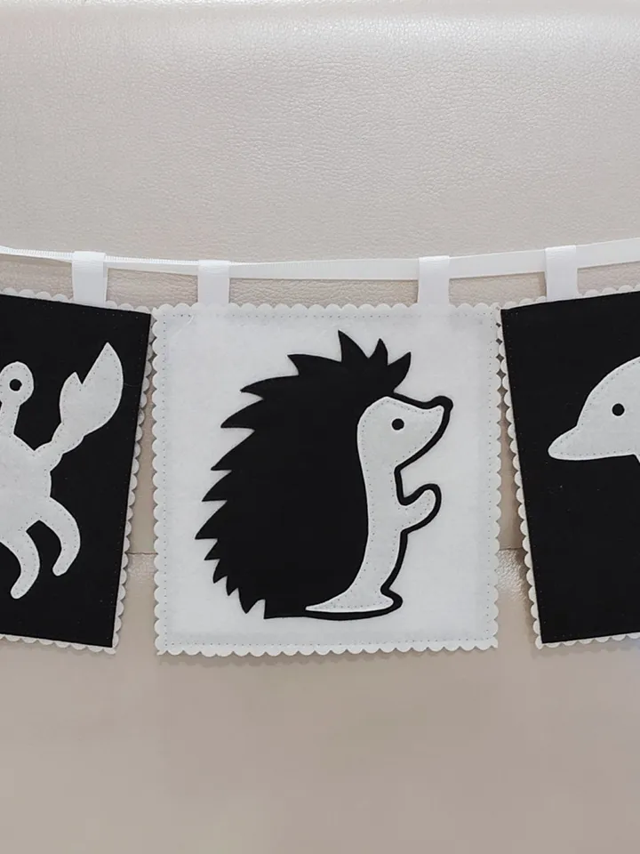 Infant Stimulation Contrasting Pattern, High Contrast quiet book pattern, Black and white felt cards for baby, Montessori newborn pdf