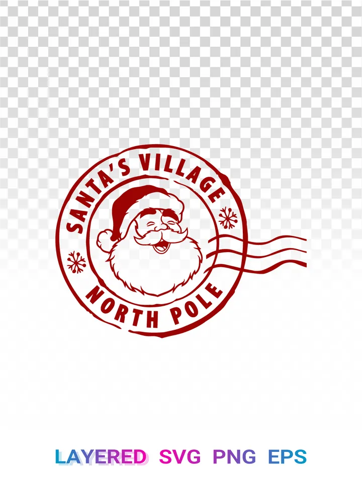 🎅 Santa Village PNG SVG, North Pole Stamp Christmas Cricut