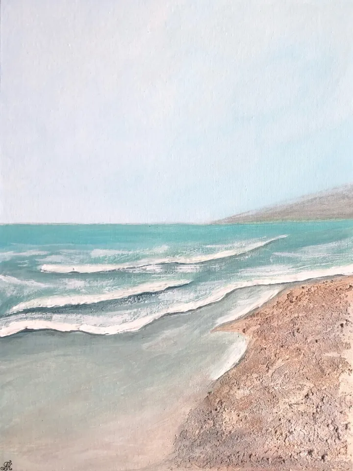 Sea original acrylic painting modern art kitchen painting 12 by 15 inches