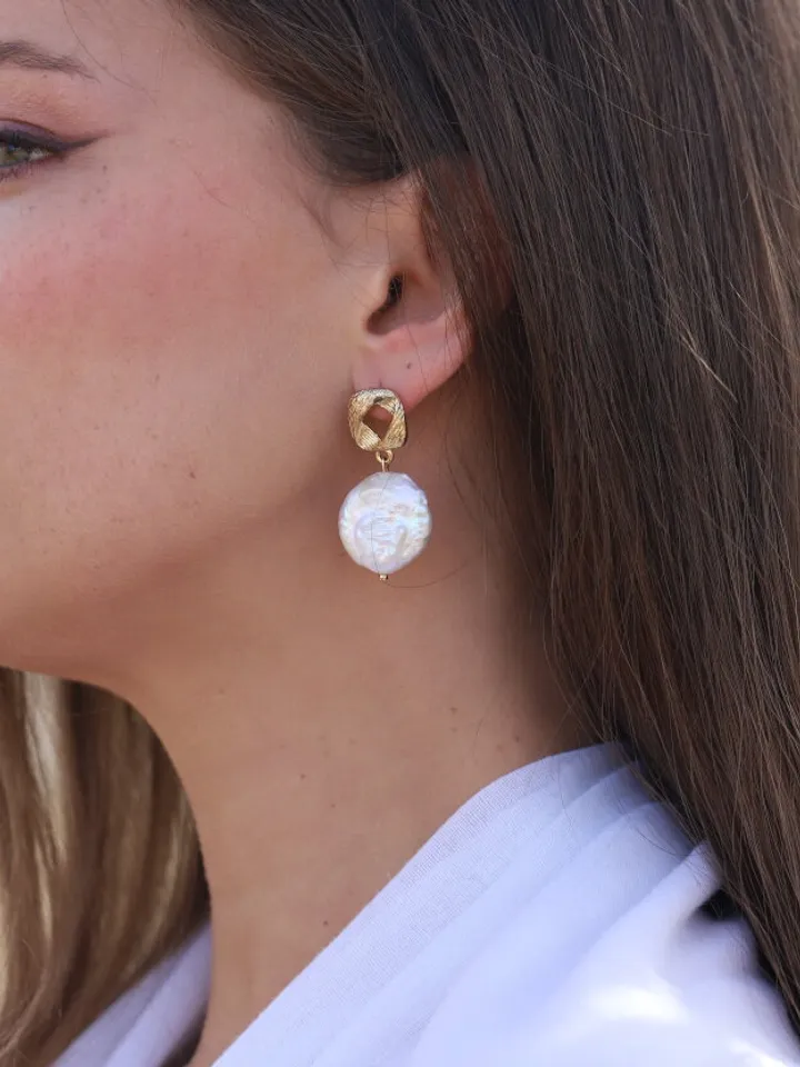 Art Deco Wedding Earrings, Freshwater Pearl Boho Bridal Earrings, Gold Vintage Wedding Jewelry, Statement Bridal Earrings, Retro Jewellery