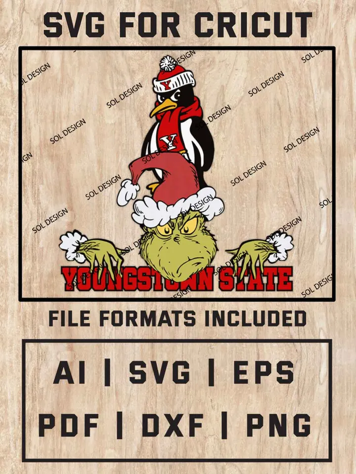 Grinch Youngstown State Penguins SVG, NCAA College Team SVG Design, NCAA Youngstown State SVG, NCAA Youngstown State Penguins Team Cricut, Christmas Svg, Grinch svg, Digital Download