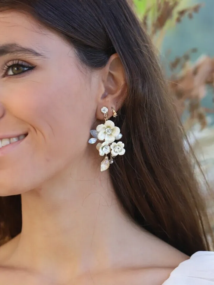 Porcelain Flower Wedding Earrings