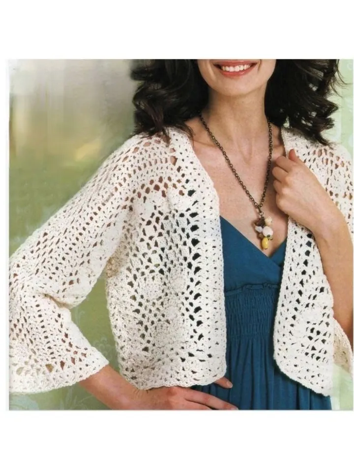 Jacket crochet pattern, bolero crochet women ladies, lace cardigan crochet pdf instant download